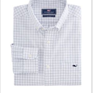 Vineyard Vines Classic Fit Gingham Button Down Grey